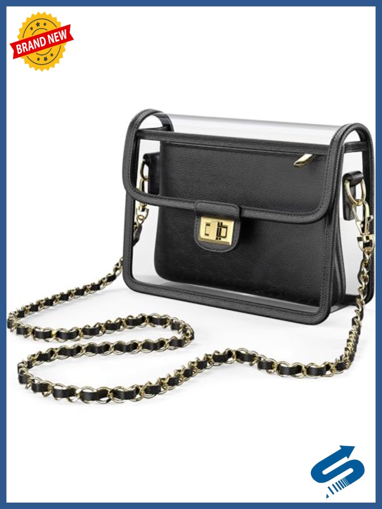 Clear Crossbody Purse Stadium Approved Tpu Bag With Wallet & Chain Strap